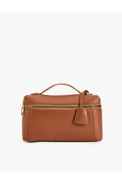 Koton Zippered Multi-Compartment Strap Faux Leather Bag with Metal Accessories