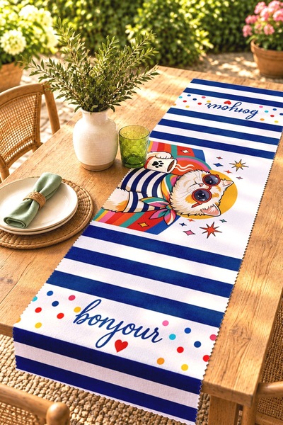 EVPANYA Pop Art Cat Themed Patterned Runner / Tablecloth / Placemat