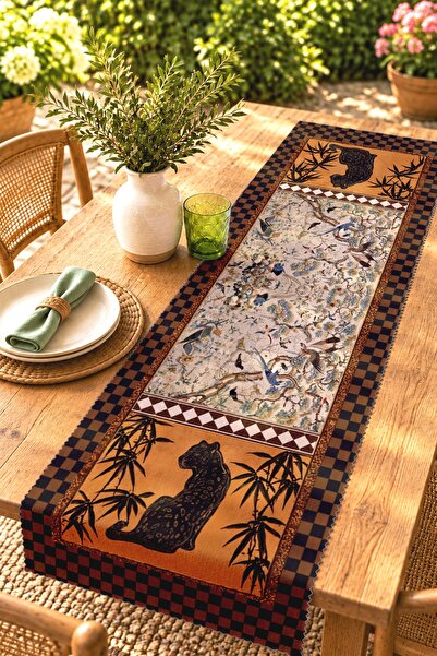 EVPANYA Coffee Shades African Patterned Runner/Tablecloth/American Service Mat