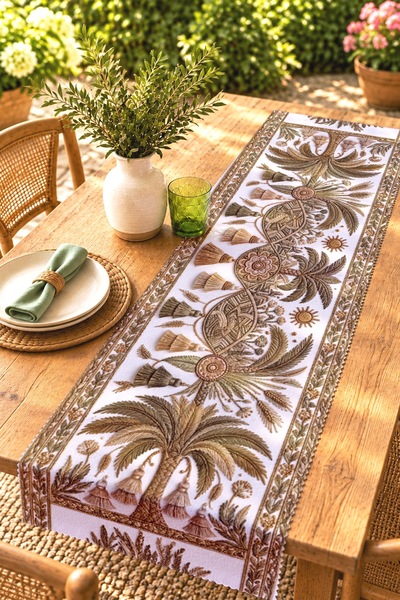 EVPANYA Date Palm Tree Patterned Runner / Tablecloth / Placemat