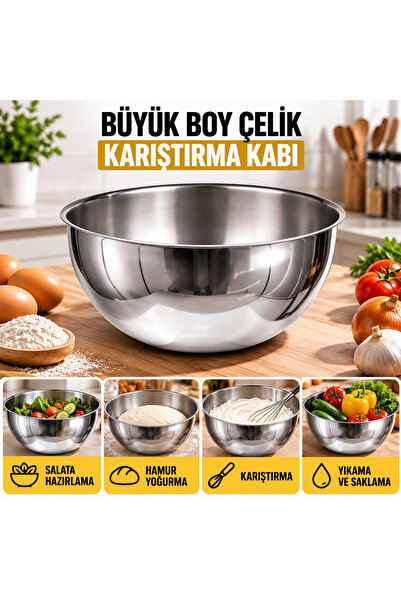 Genel Markalar Büyük Boy Çelik Karıştırma Kabı – Çok Amaçlı