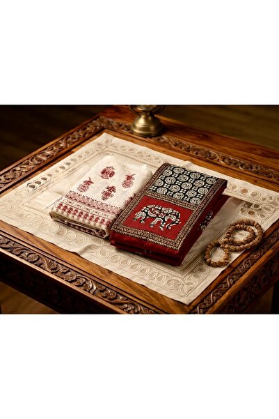 Generic Brand Unstitched cotton Ajrak block printed material 3 pcs set