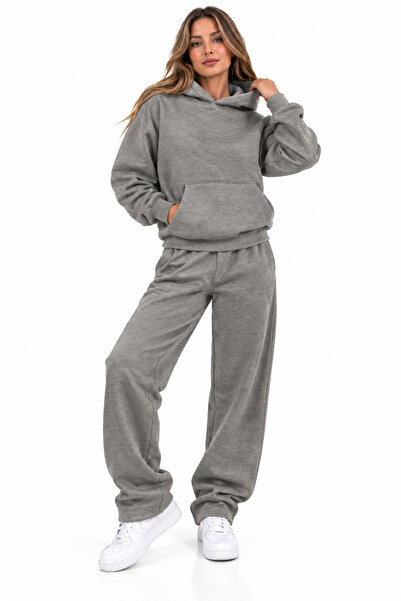 ENB1R MODA Unprinted Top and Bottom Tracksuit Set Oversize Hooded
