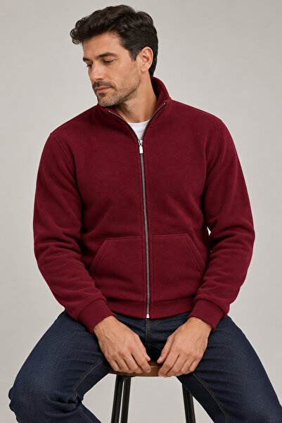 Beyome Unisex 270 Gr Cotton Fleece Zippered Stand Collar Kangaroo Pocket Wint...