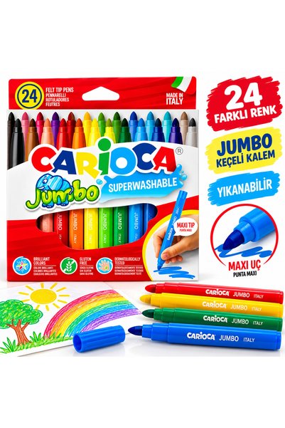 carioca Jumbo Yıkanabilir Keçeli Boya Kalemi 24 Renk