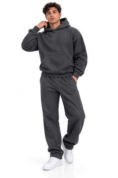 ENB1R MODA Unprinted Top and Bottom Tracksuit-Hooded Sweatshirt Set Oversize ...