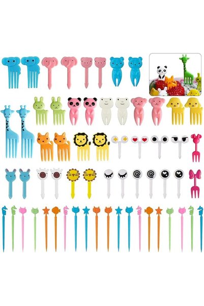GENERAL 80-Piece Fruit Forks for Kids, Animal Fruit Forks, Bento Box Accessor...