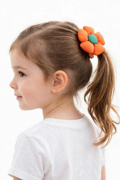 LİNACO Colorful Flower Hairpin Set Girls' Elastic Hairpin Daisy Model Soft Fabric
