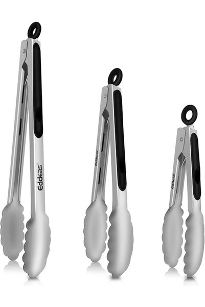 GENERAL Eddeas Kitchen Tongs - 7",9" and 12" Food Tongs, Ergonomic Grip,430 S...