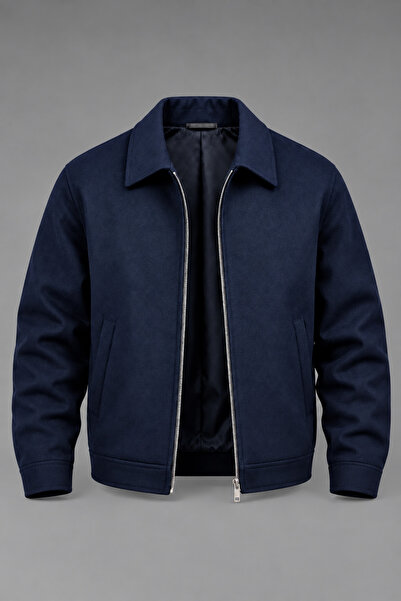 BM BALANCEMODA Ανδρικό μπουφάν Old Money Navy Blue Regular Fit Viral ZR Model