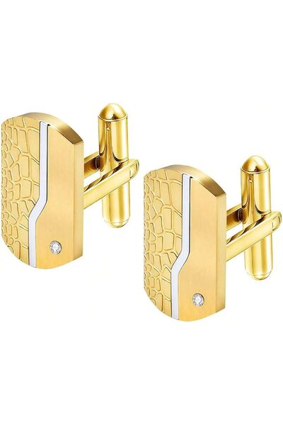 KASTWAVE Men’s Gold Stainless Steel Cufflinks, Classic Tuxedo Cuff Links for ...