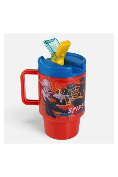 OEM Pahar din Plastic Rosu cu Pai & Maner Spiderman 530 ml