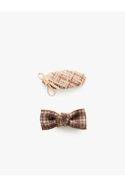 Koton Bow-Tie Plaid Clip-On 2-Piece Buckle Set