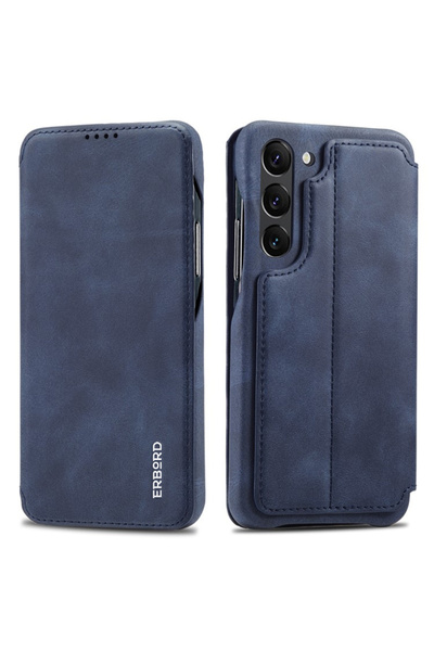 ERBORD Husă tip carte pentru Samsung Galaxy S23, Retro, albastră