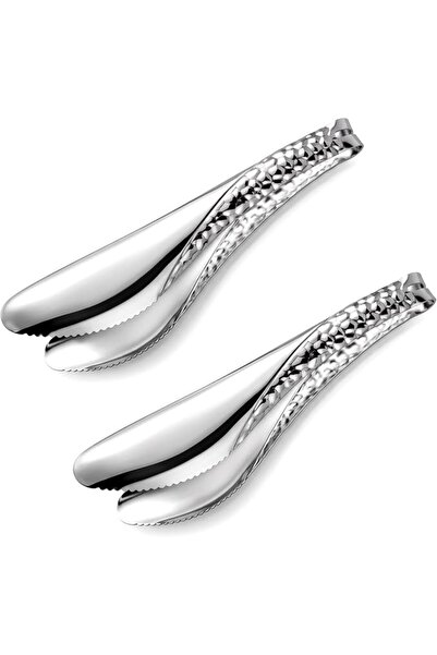 salbsever 2 Pack Silver Tongs, 8 Inch Salad Tongs for Serving