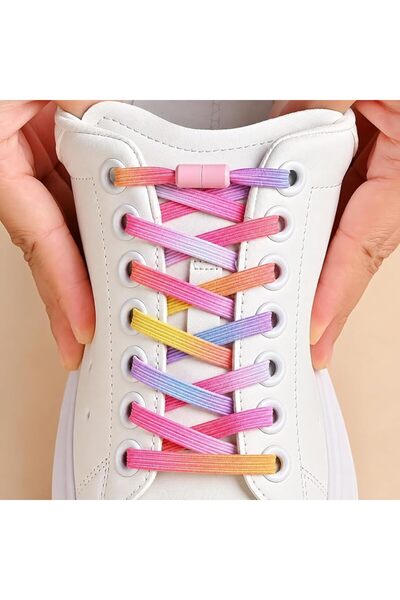 GENERAL 2 Pairs Elastic No Tie Shoelaces, Flat Stretch Shoe Laces, Tieless Sh...