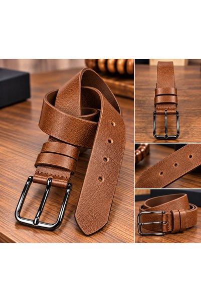 Yurtsever Premium Genuine Leather Men's Belt – Luxurious Design, Special Text...