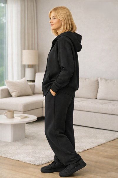 Oceanwear Baggy Tracksuit Set Hooded Cardigan Unisex Winter 3 Yarn 100% Cotton