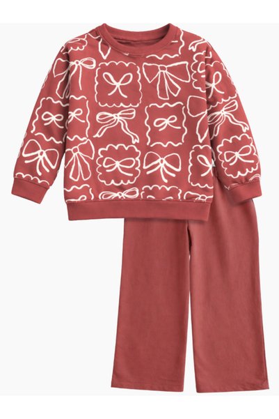 Lumbi Baby Bow Patterned 2-Piece Tracksuit Set