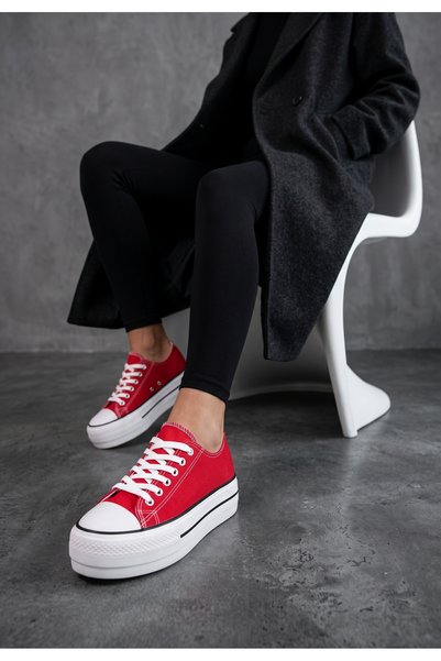 B T Shoes Tenisi cu platforma Machera rosii