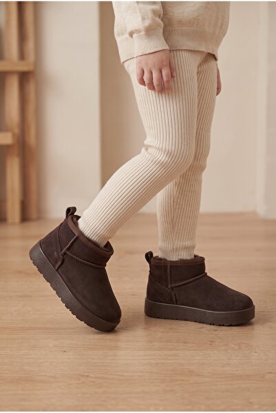 Moda Devrin Unisex-Kinderstiefel aus braunem Wildleder mit dicker Sohle und W...