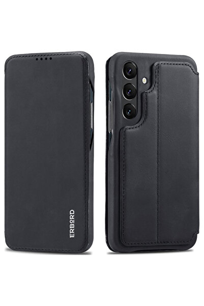 ERBORD Husă tip carte pentru Samsung Galaxy A54, Retro, neagră
