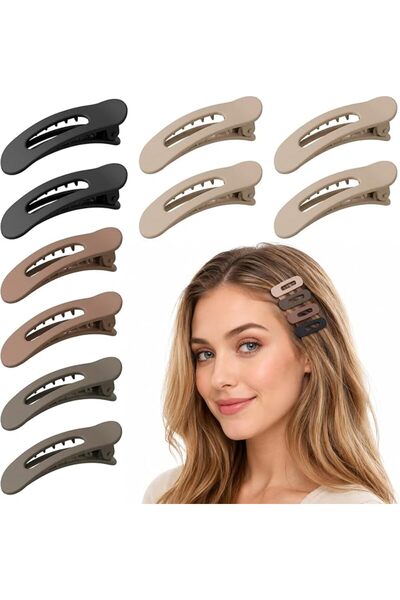 Heclia 10Pcs Small Flat Hair Clips for Women Thin Fine Hair Flat Claw Clips