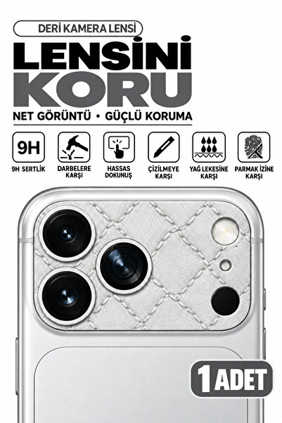 WANNA PROTECT (Deri Dikişli) iPhone 17 Pro Max / 18 Pro Max Uyumlu Kamera Len...