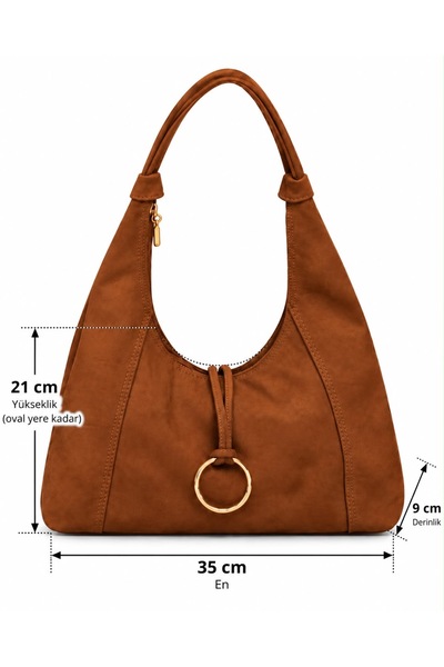 PaminBags Aksesuar Halka Detaylı Tote Süet Çanta PMN00342