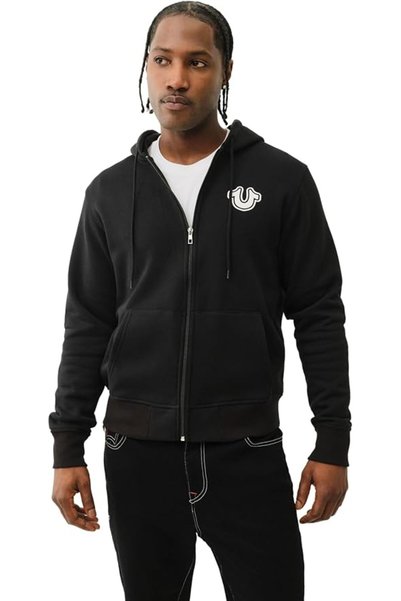 True Religion mens Zip Up Hoodie Hooded Sweatshirt