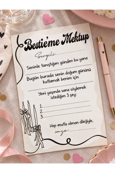 Pankart Evi Doğum Günü Partisi BESTİE' me MEKTUP Tavsiye Kartı 9 Adet - Dost Arkadaş Happy Birthday Kutlama Party