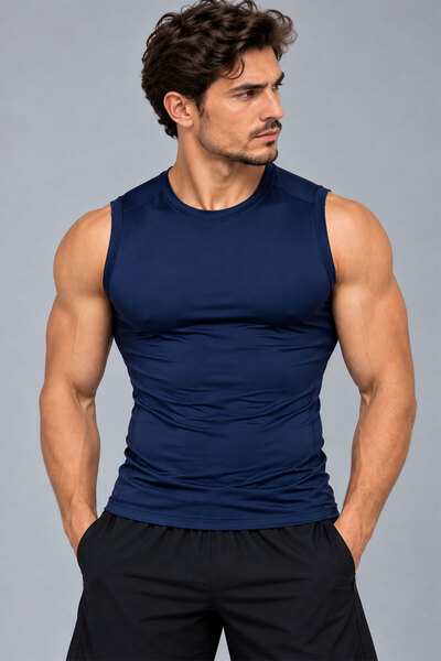 Bereket Hane Basic Erkek Sıfır Kollu Compression Atlet Tank Top – Vücuda Otur...