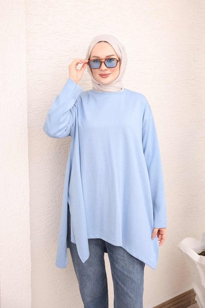 İmajButik Bebe Mavi Asimetrik Kesim Oys Salaş Tunik