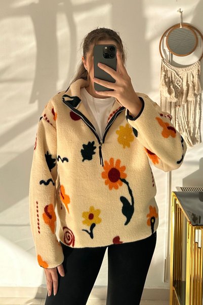 Sorridi Çiçek Desenli Polar Sweat