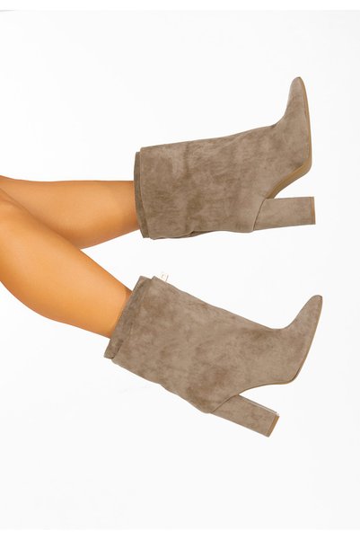 B T Shoes Дамски къси ботуши Ариадне каки