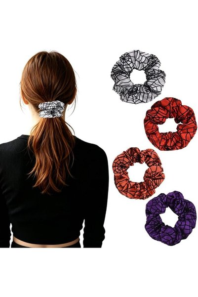 GENERAL Halloween Hair Scrunchies Purple Red Hair Ties