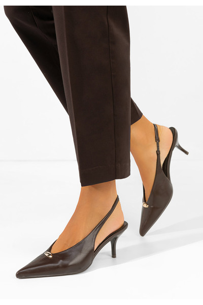 B T Shoes Елвона кафяви обувки тип слингбек