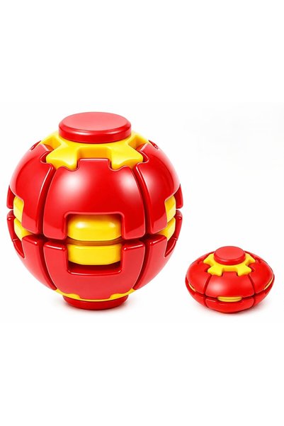Generic Ball Spinner Fidget Toy with Light | Sensory Stress Relief Fidget Toy for Kids & Adults - Red Colour