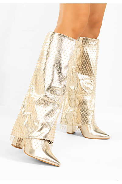 B T Shoes Cizme inalte dama Naelia aurii