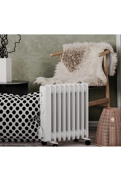 Termostatlı 2000 W 9 Dilim Yağlı Radyatör Beyaz Elektrikli ısıtıcı