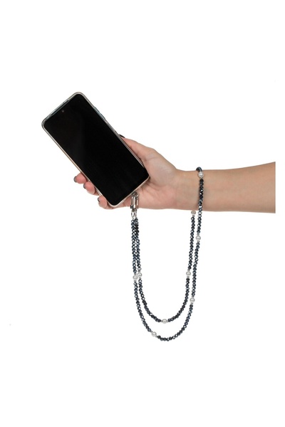 OEM Curea de Gat Rozariu Blue Black cu Mărgele Albe pentru Husă Telefon Mobil...