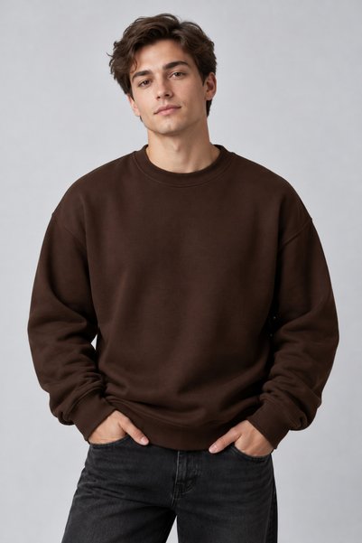 Auryne Jewelry Unisex Cotton Thick Oversize Brown Sweatshirt