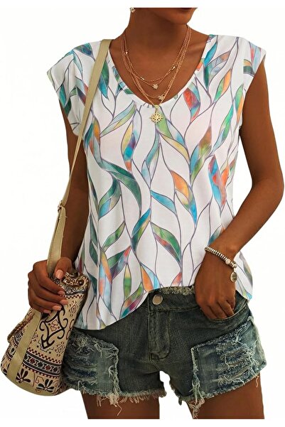 GENERAL Langwyqu Womens Cap Sleeve Blouses T-Shirt Casual Loose Fit Basic Shi...