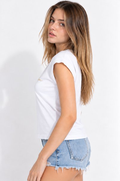 OWNME Printed Detailed Crew Neck Short Sleeve Women's T-Shirt