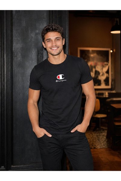 Free Tarz Şampiyon Orta C Tasarım Siyah Tshirt