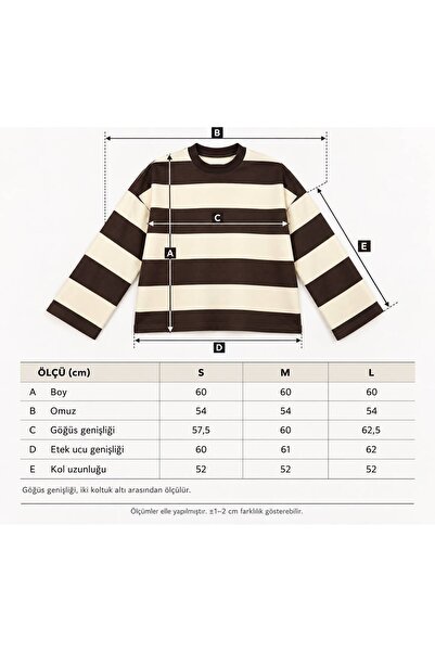 khar Women's Thick Striped Crew Neck Oversize Sweatshirt