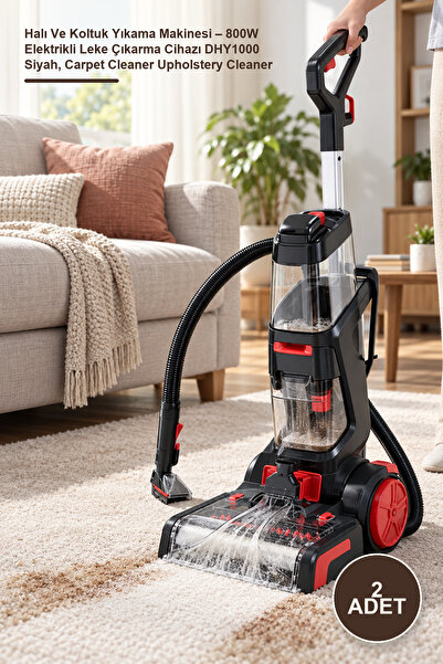 Yenilig 2 Adet Halı Ve Koltuk Yıkama Makinesi – 800W Elektrikli Leke Çıkarma Cihazı DHY1000 Siyah, Carpet Cleaner Upholstery Cleaner