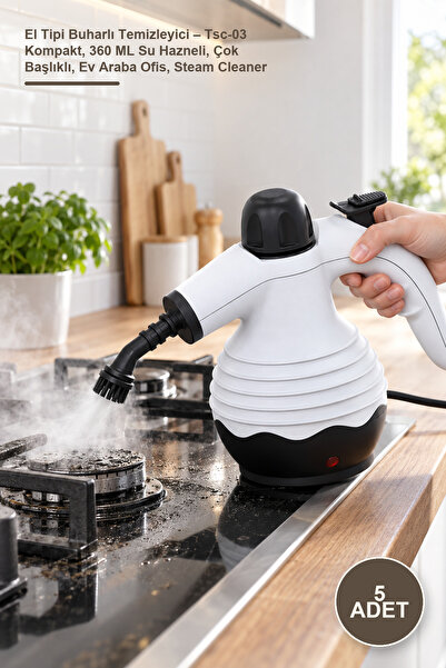 Yenilig 5 Adet El Tipi Buharlı Temizleyici – Tsc-03 Kompakt, 360 ML Su Hazneli, Çok Başlıklı, Ev Araba Ofis, Steam Cleaner