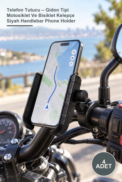Yenilig 4-piece phone holder - handlebar type motorcycle and bicycle clamp bl...