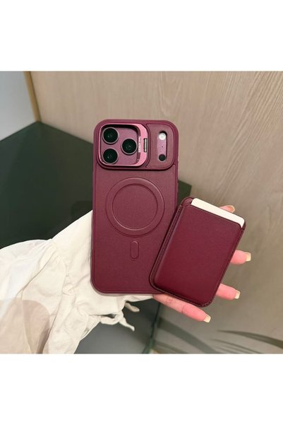 madamcase حافظة جلدية متوافقة مع هاتف Apple iPhone 18 Pro Max باللون الأحمر ا...
